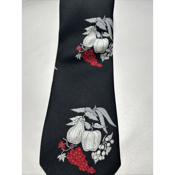 Regalon Vintage Tie Fruit Themed Black And White With A Pop Of Red - Picture 2 of 5